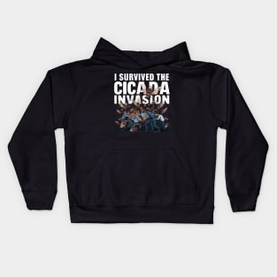 I Survived the Cicada Invasion Funny Cicada Summer 2024 Kids Hoodie